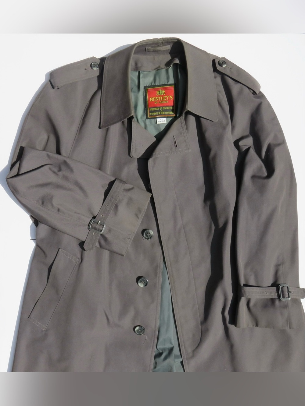 Vintage Bentley’s of London Gray Trench Coat Rain Jacket